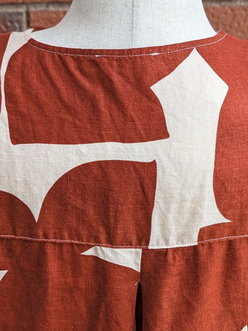 Rust & Cream V-Neck Abstract Print Tunic - Picture 7 of 10